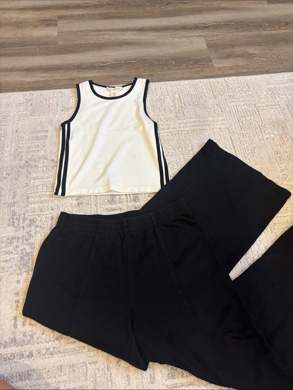 Women’s Black Track Pants & White Tank Top Set